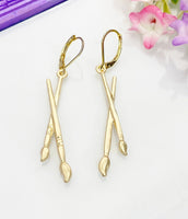 Artist Paintbrush Earrings, Gold Stainless Steel Hypoallergenic Earrings, N5082