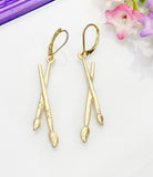 Artist Paintbrush Earrings, Gold Stainless Steel Hypoallergenic Earrings, N5082