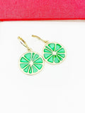 Lime Earrings, Green Lime Lemon Jewelry, Gold Stainless Steel Hypoallergenic Earrings, N5090