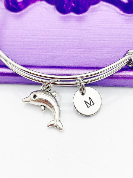 Dolphin Bracelet, Birthday Gift, Personized Initial Bracelet, N5092