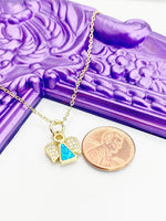 Angel Necklace, Blue, Delicate, Dainty Necklace, Simple Necklace, Minimalist Necklace, Gold Chain Necklace, N5096