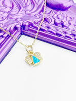 Angel Necklace, Blue, Delicate, Dainty Necklace, Simple Necklace, Minimalist Necklace, Gold Chain Necklace, N5096