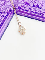 Hamsa Hand Necklace, Protective Gift, Delicate, Dainty Necklace, Simple Necklace, Minimalist Necklace, Rose Gold Chain Necklace, N5099