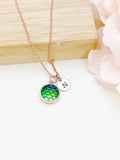 Rose Gold Mermaid Necklace, Mermaid Scale Charm, Birthday Gift, Personized Initial Necklace, N5016