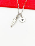 Hot Chili Pepper Necklace, Cheerleader Team Gifts Valentine Gift, Birthday Gift, Personized Initial Necklace, N5025