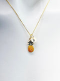 Gold Pineapple Necklace, Pineapple Tropical Fruit Gifts, Valentine Gift, Birthday Gift, Personized Initial Necklace, N5029