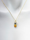 Gold Pineapple Initial Necklace, Tropical Fruit Gift