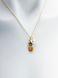 Gold Pineapple Necklace, Pineapple Tropical Fruit Gifts, Valentine Gift, Birthday Gift, Personized Initial Necklace, N5029