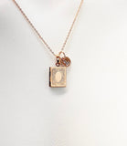 Rose Gold Book Locket Necklace, Tiny Book Locket Gifts, Bookworm Gift, Valentine Gift, Birthday Gift, Personized Initial Necklace, N5030