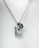 Silver Book Locket Necklace, Tiny Book Locket Gifts, Bookworm Gift, Valentine Gift, Birthday Gift, Personized Initial Necklace, N5031