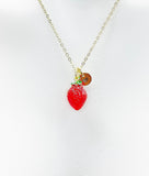 Red Strawberry Necklace, Girlfriends Gift, Birthday Gift, Personized Initial Necklace, N4721A