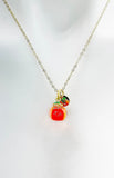 Red Pear Fruit Necklace, Girlfriends Gift, Birthday Gift, Personized Initial Necklace, N5043