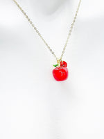 Red Apple Fruit Necklace, Girlfriends Gift, Birthday Gift, Personized Initial Necklace, N5044