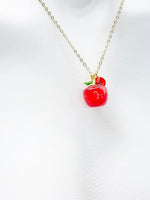 Red Apple Fruit Necklace, Girlfriends Gift, Birthday Gift, Personized Initial Necklace, N5044