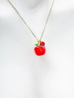 Red Apple Fruit Necklace, Girlfriends Gift, Birthday Gift, Personized Initial Necklace, N5044