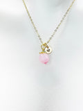Peach Lampwork Necklace, Personalized Initial Charm, N5054