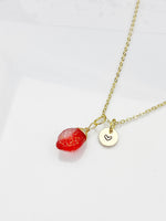 Strawberry Necklace, Foodie Gift, Girlfriends Gift, Birthday Gift, Personized Initial Necklace, N5051