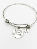 Never Give Up Bracelet, Birthday Gift, Personized Initial Bracelet, N5058