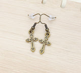 Bronze Cross Charm Earrings, N5105