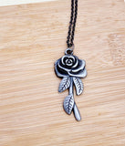 Black Rose Necklace, Valentine Jewelry Gift, N5108