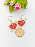 Valentine Red Heart Cupid Arrow Earrings, Best Friends Gift, Girlfriends Gift, N5113