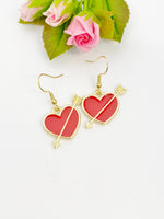 Valentine Red Heart Cupid Arrow Earrings, Best Friends Gift, Girlfriends Gift, N5113