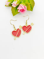 Valentine Red Heart Cupid Arrow Earrings, Best Friends Gift, Girlfriends Gift, N5113