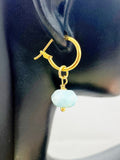 Larimar Earrings, Gold Earrings, Natural Gemstone Jewelry, N5117