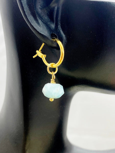 Larimar Earrings, Gold Earrings, Natural Gemstone Jewelry, N5117