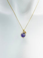 Amethyst Necklace, Natural Amethyst Gemstone Jewelry, Delicate, Dainty, Simple, Minimalist, Gold Chain Necklace, N5060
