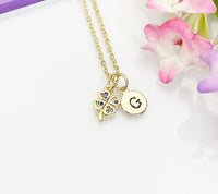 Clover Necklace, Cubic Zirconia Clover Jewelry, Delicate, Dainty, Simple, Minimalist, Gold Chain Necklace, N5061