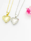 Tiny Heart Locket Necklace, Best Valentine Gift, Delicate Necklace, Dainty, Simple, Minimalist, Gold Chain Necklace, N5075