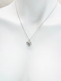 Silver Tiny Heart Locket Necklace, Delicate Stainless Steel Chain