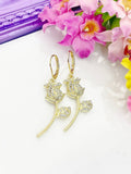 Rose Earrings, Gold Stainless Steel Hypoallergenic Earrings, N5083