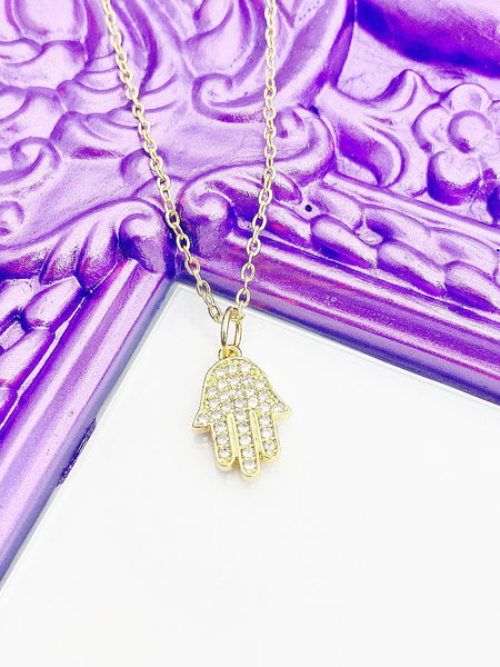 Hamsa Hand Necklace, Simple Necklace, Minimalist Necklace, Gold Chain Necklace, N5101