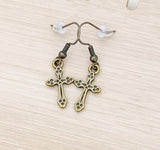 Bronze Cross Charm Earrings, N5105