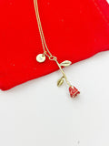 Valentine Gift for Girlfriends, Gold Red Rose Necklace, Personized Gift, Delicate, Dainty, Simple Necklace, Minimalist Necklace, N5110