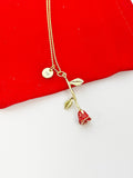 Valentine Gift for Girlfriends, Gold Red Rose Necklace, Personized Gift, Delicate, Dainty, Simple Necklace, Minimalist Necklace, N5110