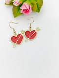 Valentine Red Heart Cupid Arrow Earrings, Best Friends Gift, Girlfriends Gift, N5113