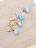 Larimar Earrings, Gold Or silver Earrings, Natural Gemstone Jewelry, N5116