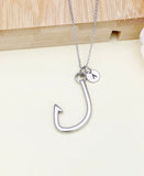 Fishhook Necklace, Stainless Steel Fish Hook Necklace, Birthday Gift, Personized Initial Gifts, N5120