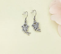 Coo Coo Clock Earrings, Cuckoo Clock Charm, Stainless Steel Hypoallergenic Earrings, N5123