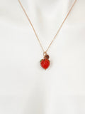 Rose Gold Strawberry Necklace, Handmade Lampwork Strawberry Charm, Personized Initial Necklace, N4983-RG