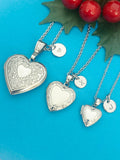 Best Christmas Gift Silver Heart Flower Locket Pendant Necklace, Love Necklace, Keepsake Photo Frame Charm, Stainless Steel Locket, N5128
