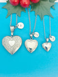 Best Christmas Gift Silver Heart Flower Locket Pendant Necklace, Love Necklace, Keepsake Photo Frame Charm, Stainless Steel Locket, N5128