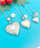 Best Christmas Gift Silver Heart Flower Locket Pendant Necklace, Love Necklace, Keepsake Photo Frame Charm, Stainless Steel Locket, N5128