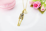 Gold Skeleton Necklace, Halloween Gift, Personized Gift, N449G