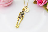 Gold Skeleton Necklace, Halloween Gift, Personized Gift, N449G