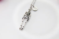 Silver Skeleton Necklace, Halloween Gift, Personized Gift, N449F