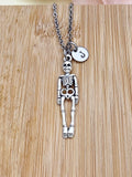 Silver Human Skeleton Charm Necklace, Halloween Jewelry, Personalized Gift, N449E
